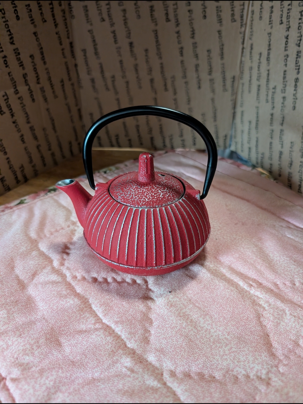 Eterna Red Cast Iron Teapot with Black Handle